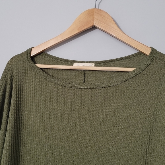 Reb. In J. 220 Olive Green Waffle Knit Thermal Top - Picture 4 of 8